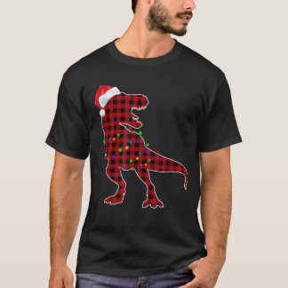 T Rex Red Plaid Buffalo Dinosaur Christmas Pajamas T-Shirt