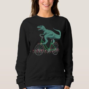 T Rex Riding A Bike Trex Dinosaur Bicycle Rider Sweatshirt