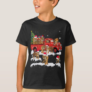 T-rex Riding Red Truck Christmas Tree Believe Sant T-Shirt