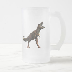 T-rex Roar Frosted Glass Beer Mug