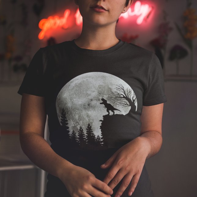 t-rex roar on mountain halloween moon T-Shirt (Creator Uploaded)