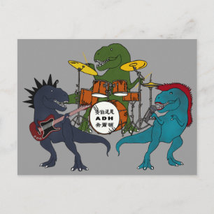 T-Rex Rock Band Postcard