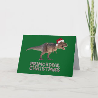 T-Rex Santa hat. Card
