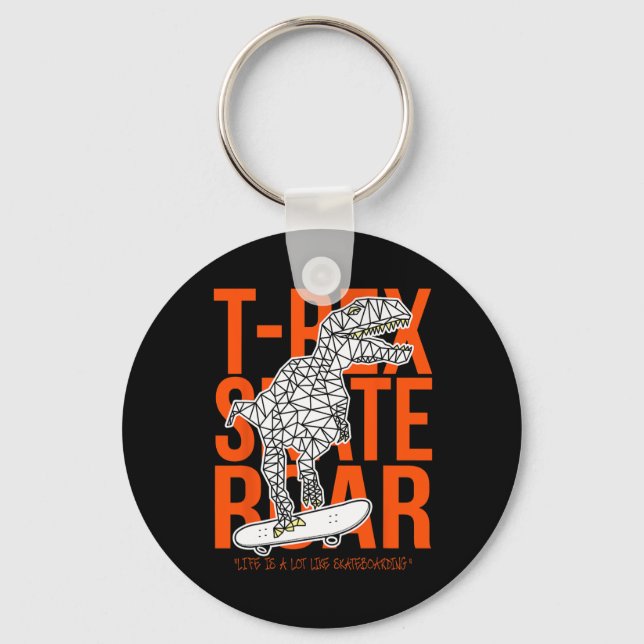 T-rex Skate Roar Funny Sketch Drawing Dinosaur Ska Key Ring (Front)