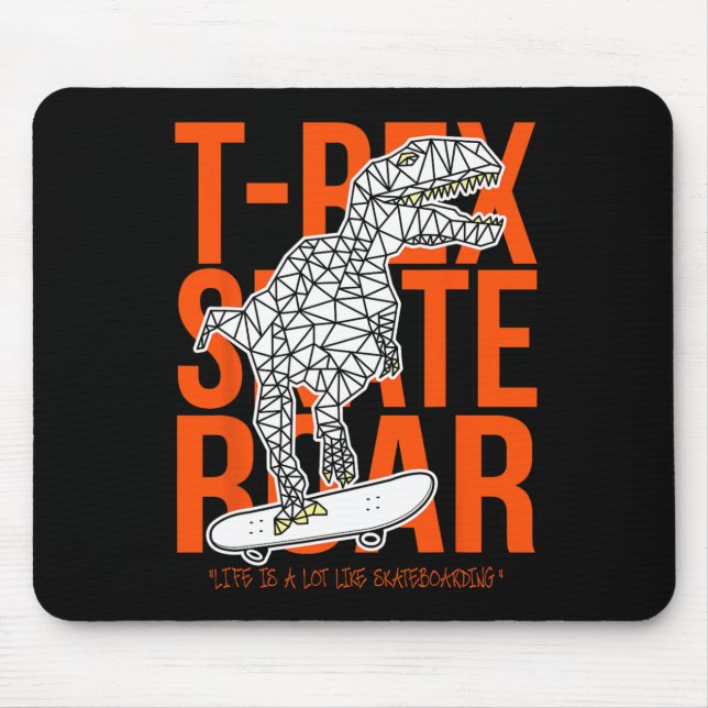 T-rex Skate Roar Funny Sketch Drawing Dinosaur Ska Mouse Mat (Front)
