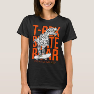 T-rex Skate Roar Funny Sketch Drawing Dinosaur Ska T-Shirt