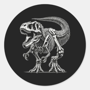 T-Rex Skeleton Dinosaur Bones Fossil Halloween Classic Round Sticker