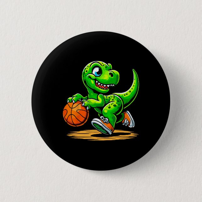 T-rex Sketll Player Dinosaur  6 Cm Round Badge (Front)