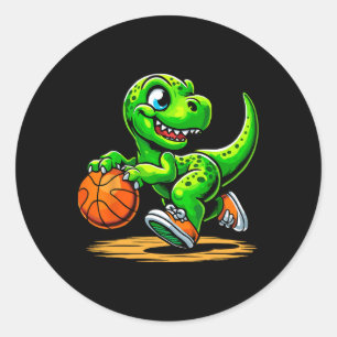 T-rex Sketll Player Dinosaur  Classic Round Sticker