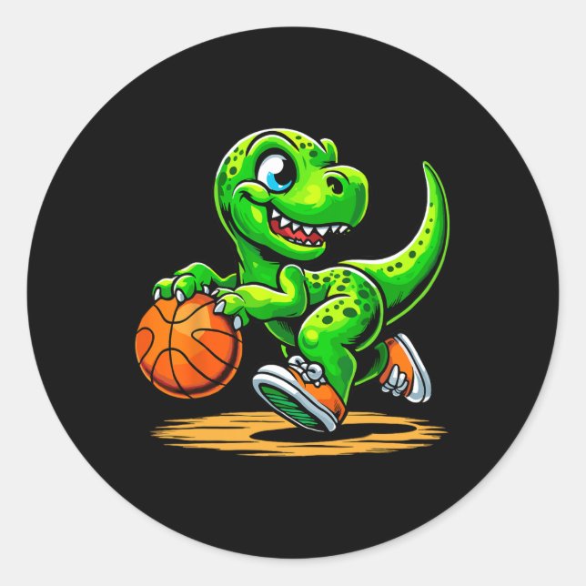 T-rex Sketll Player Dinosaur  Classic Round Sticker (Front)