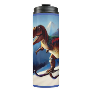 T Rex Skiing Thermal Tumbler