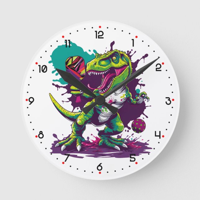 T-REX SMASH O’CLOCK Pickleball  Round Clock (Front)