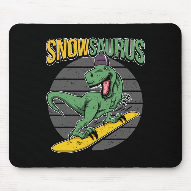 T-rex Snowboarding Dinosaur Snowboard  Mouse Mat (Front)