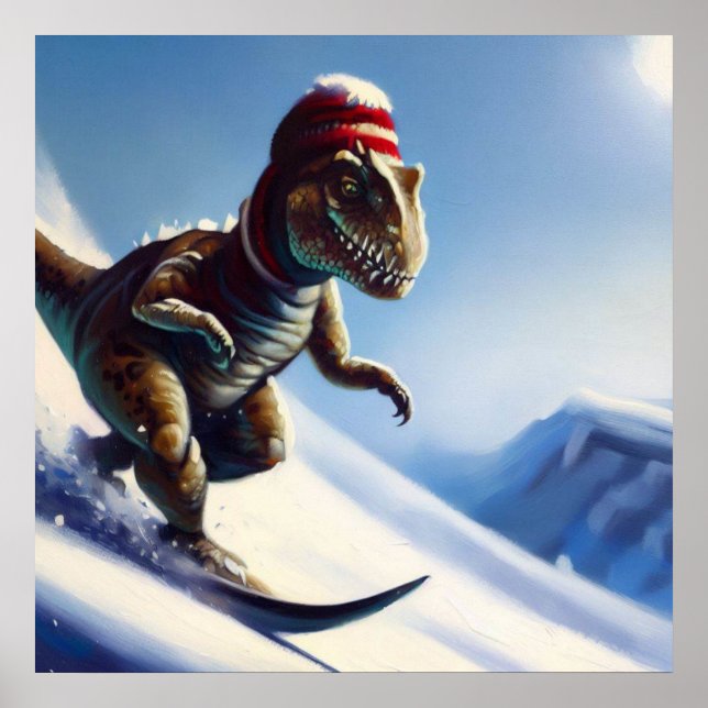 T Rex Snowboarding Poster (Front)