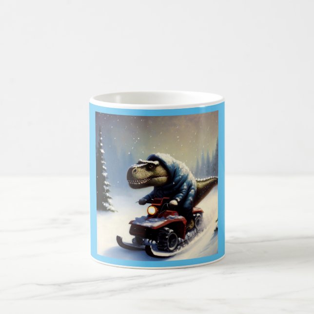 T Rex Snowmobile Coffee Mug (Center)