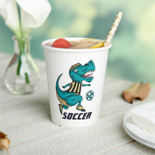 T-Rex Soccer Player Sports Paper Cups
