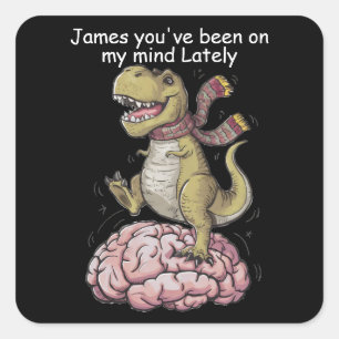 T-Rex standing on brain Square Sticker