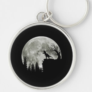T Rex Standing On Mountain Moonlight Halloween Key Ring