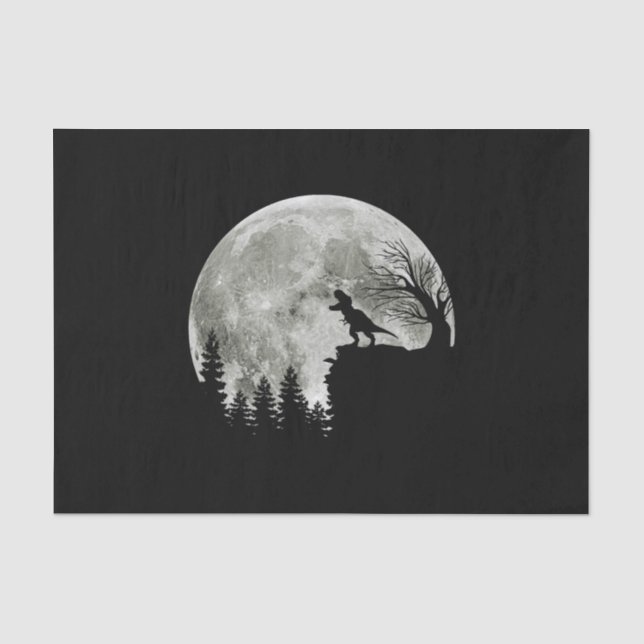  T Rex Standing On Mountain Moonlight Halloween Tissue Paper (Front)
