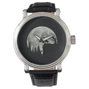 T Rex Standing On Mountain Moonlight Halloween Watch