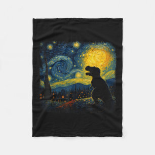 T Rex Starry Night Van Gogh Dinosaus Gifts Men Wom Fleece Blanket