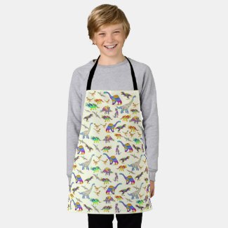 T Rex Stegosaurus Brontosaurus Raptor Dinosaur Kid Apron