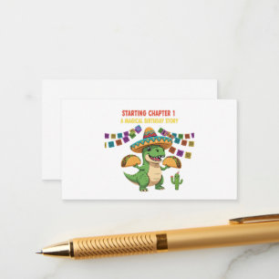 T-Rex Taco Fiesta 1st Birthday Starting Chapter Enclosure Card