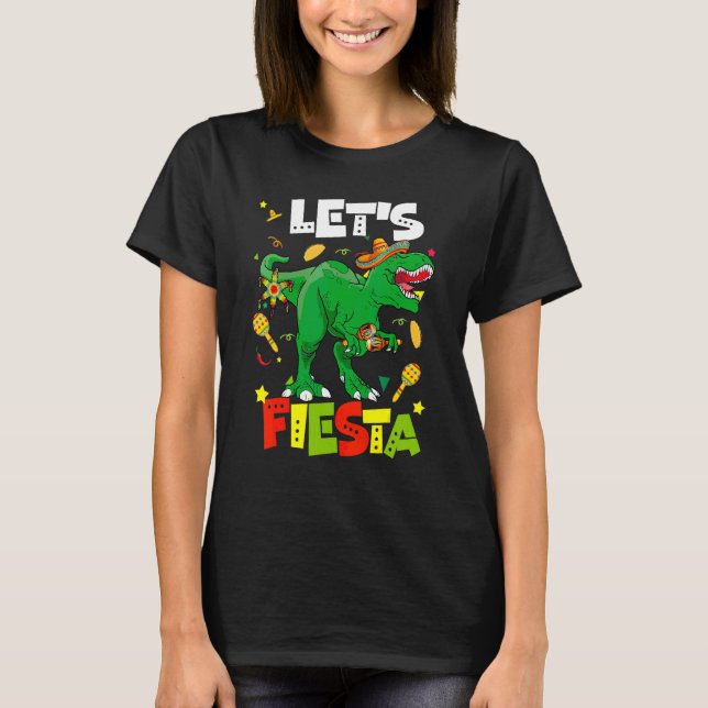 T-Rex Tacosaurus Cinco De Mayo Sombrero Dinosaur L T-Shirt (Front)