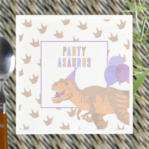 T-Rex Tan Dinomite Cute Dinosaur Birthday Party Napkin