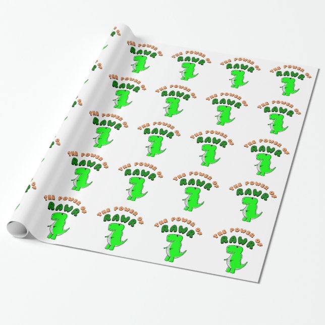 T-Rex The Power Of RAWR Wrapping Paper (Unrolled)