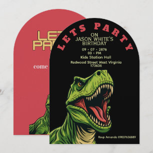 T-Rex Themed Boy Birthday Invitation