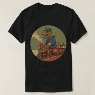 T-Rex Train Conductor - Vintage Dinosaur Railroad T-Shirt