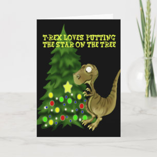 T- rex tree holiday card