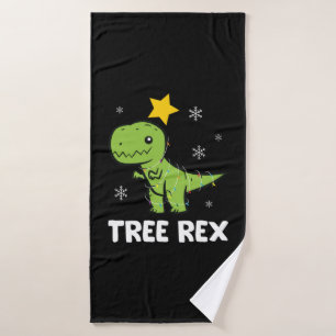T-Rex - Tree Rex fairy lights star snowflake Bath Towel