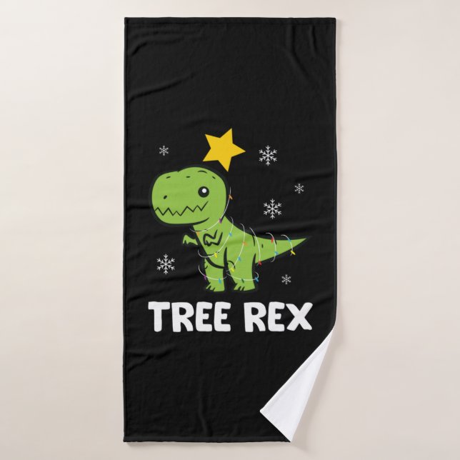 T-Rex - Tree Rex fairy lights star snowflake   Bath Towel (Bath Towel)