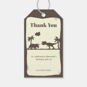 T- Rex & Triceratops Dinosaur Silhouette Thank You Gift Tags