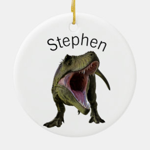T-rex Tyrannosaurus Dinosaur Personalised Ceramic Tree Decoration