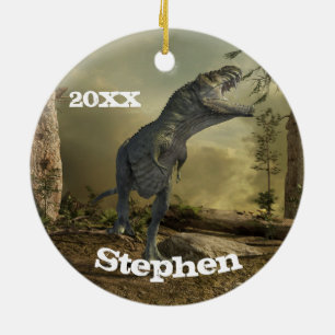 T-rex Tyrannosaurus Dinosaur Personalised  Ceramic Tree Decoration