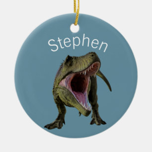 T-rex Tyrannosaurus Dinosaur Personalised Ceramic Tree Decoration