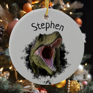T-rex Tyrannosaurus Dinosaur Personalised Ceramic Tree Decoration