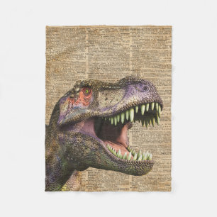 T-rex,tyrannosaurus,dinosaur Vintage Antique Art Fleece Blanket