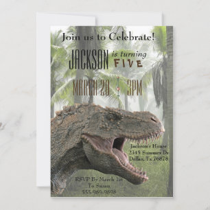 T-Rex Tyrannosaurus Rex Dinosaur Birthday Invite