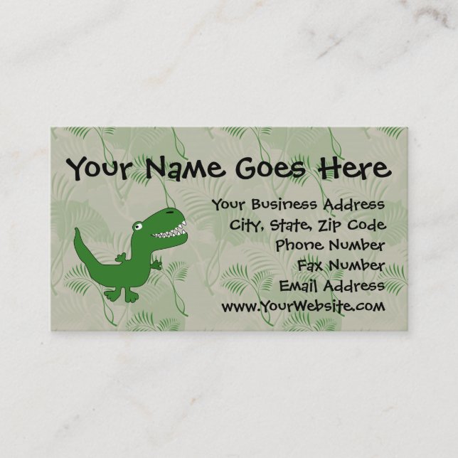 T-Rex Tyrannosaurus Rex Dinosaur Cartoon Kids Boys Business Card (Front)
