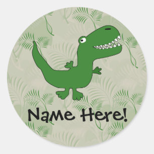 T-Rex Tyrannosaurus Rex Dinosaur Cartoon Kids Boys Classic Round Sticker