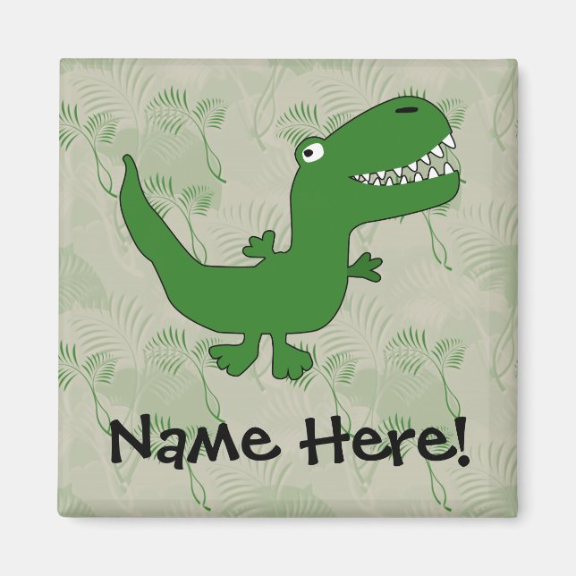 T-Rex Tyrannosaurus Rex Dinosaur Cartoon Kids Boys Magnet (Front)