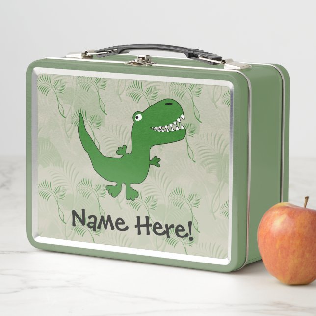 T-Rex Tyrannosaurus Rex Dinosaur Cartoon Kids Boys Metal Lunch Box (In Situ)
