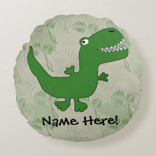 T-Rex Tyrannosaurus Rex Dinosaur Cartoon Kids Boys Round Cushion