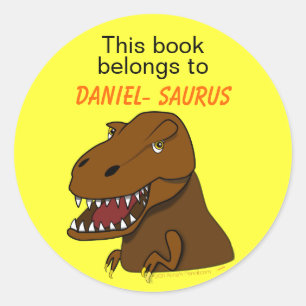 T Rex Tyrannosaurus Rex Dinosaur Custom Bookplate Classic Round Sticker