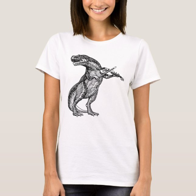 T Rex Tyrannosaurus Rex Playing Violin T-Shirt (Front)