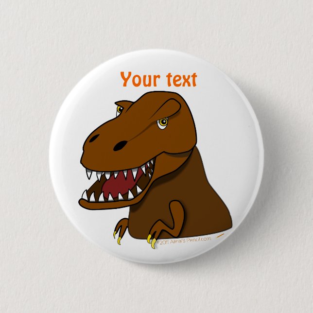T-Rex Tyrannosaurus Rex Scary Cartoon Dinosaur 6 Cm Round Badge (Front)